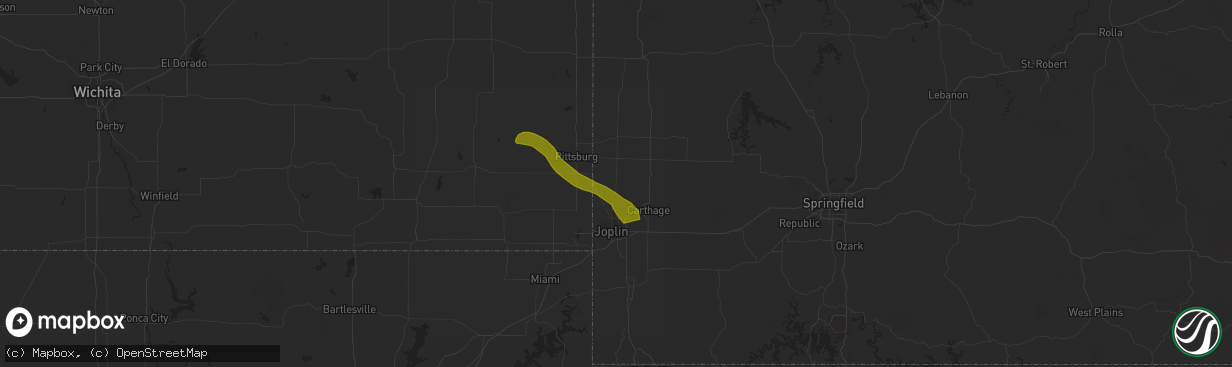 Hail map in Oronogo, MO on March 12, 2024