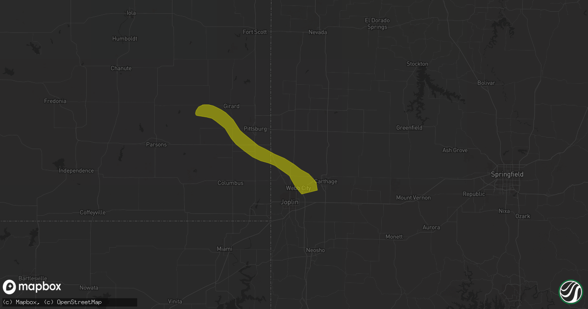 Hail map in Oronogo, MO on March 12, 2024