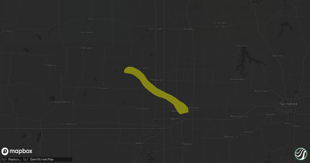 Hail map in Pittsburg, KS on March 12, 2024