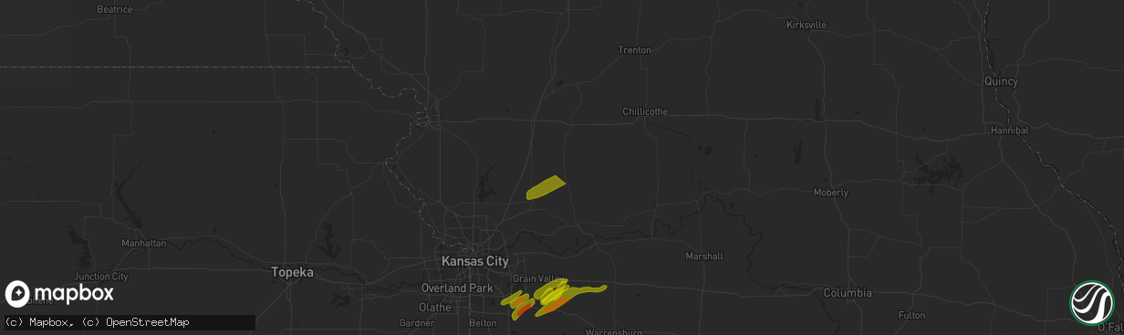 Hail map in Polo, MO on March 12, 2024