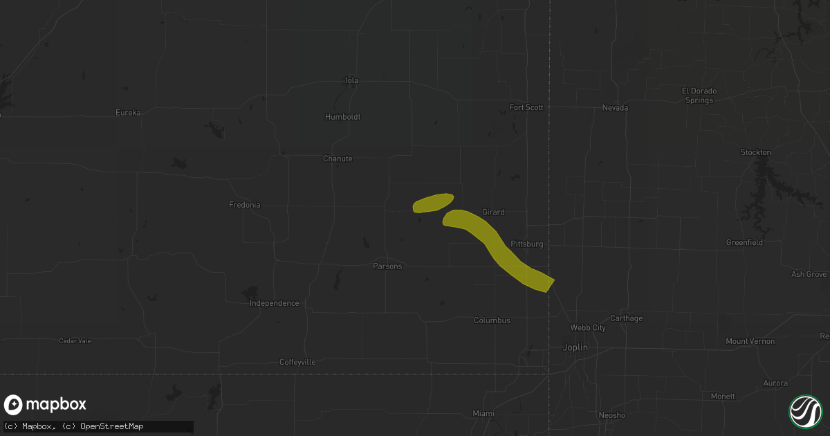 Hail map in Saint Paul, KS on March 12, 2024