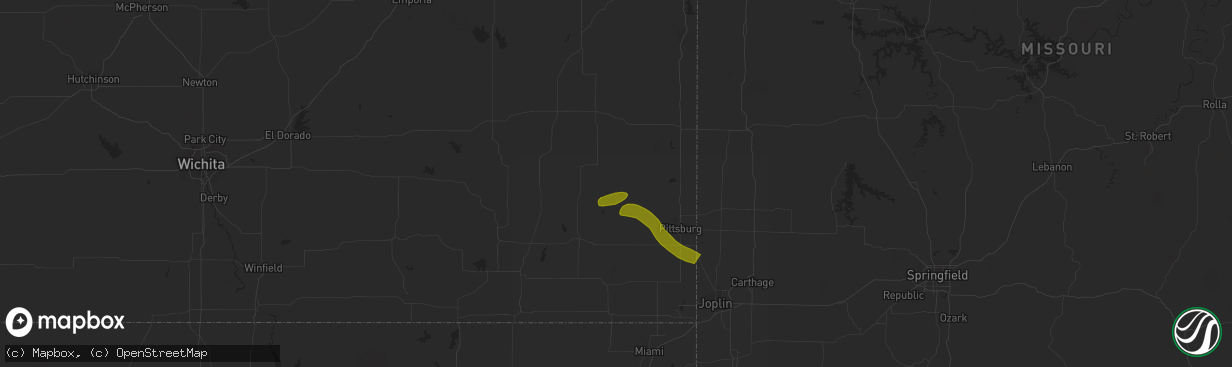 Hail map in Walnut, KS on March 12, 2024