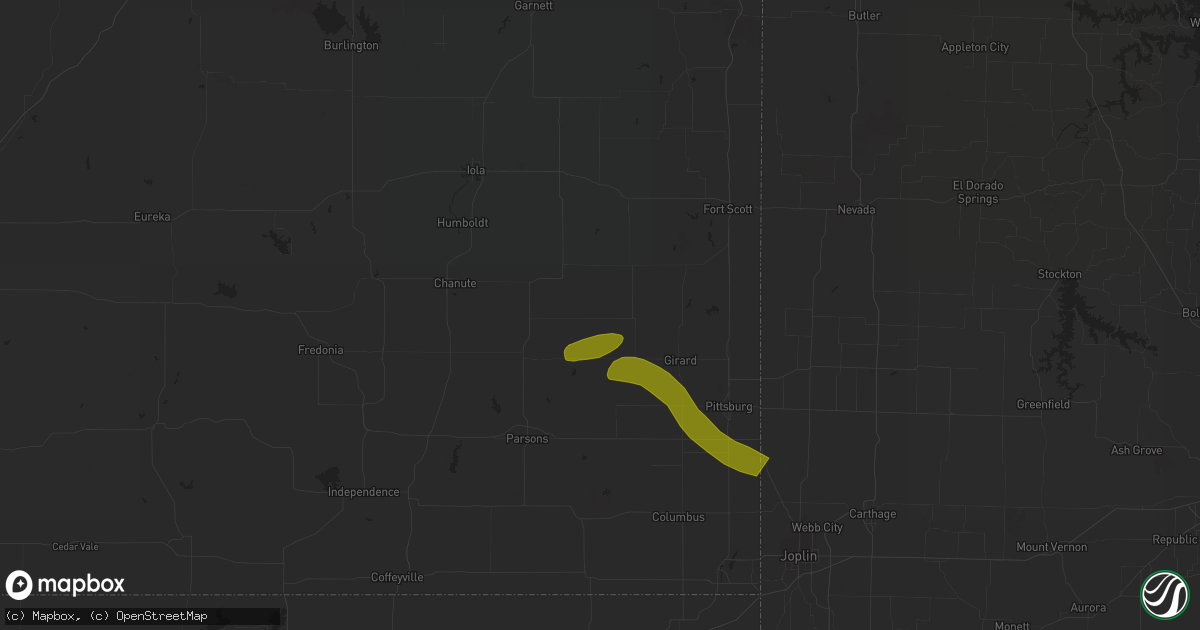 Hail map in Walnut, KS on March 12, 2024