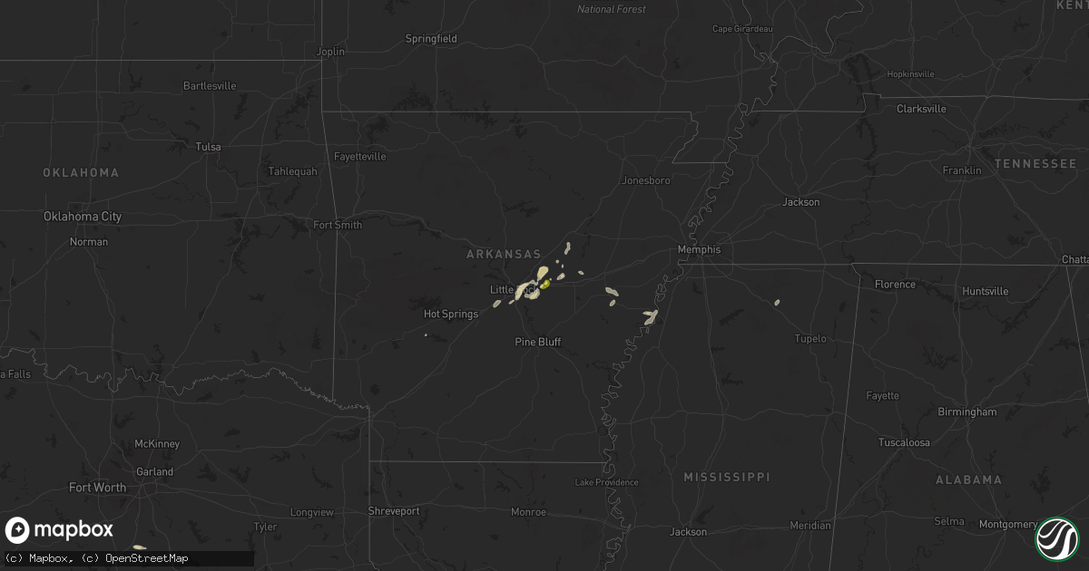 Hail map in Arkansas on March 12, 2025