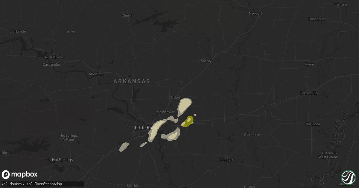Hail map in Austin, AR on March 12, 2025