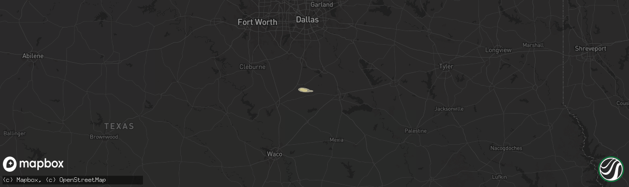 Hail map in Blooming Grove, TX on March 12, 2025