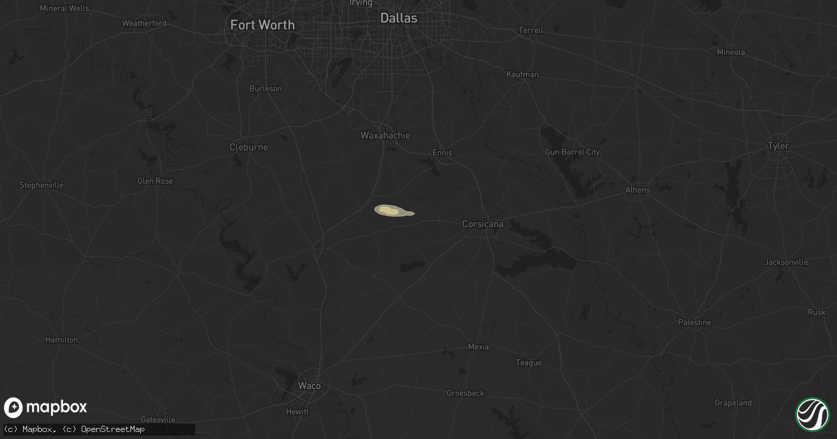 Hail map in Blooming Grove, TX on March 12, 2025