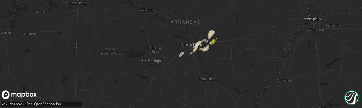 Hail map in Bryant, AR on March 12, 2025