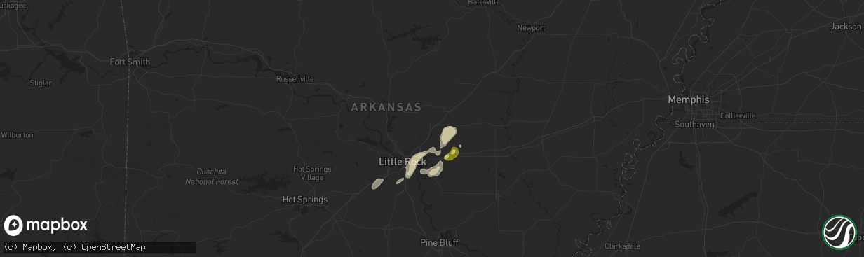 Hail map in Cabot, AR on March 12, 2025