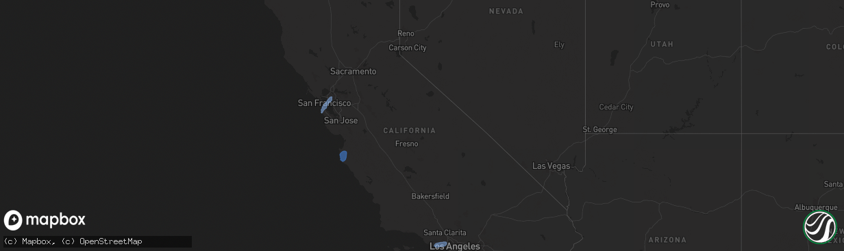 Hail map in California on March 12, 2025