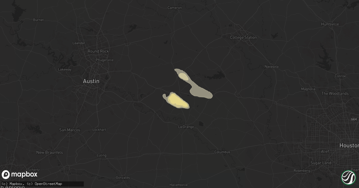 Hail map in Giddings, TX on March 12, 2025