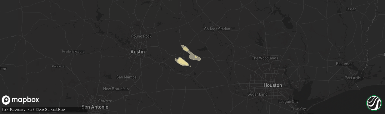 Hail map in Ledbetter, TX on March 12, 2025