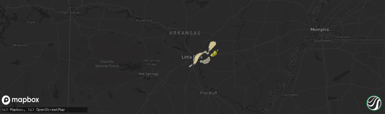 Hail map in Little Rock, AR on March 12, 2025