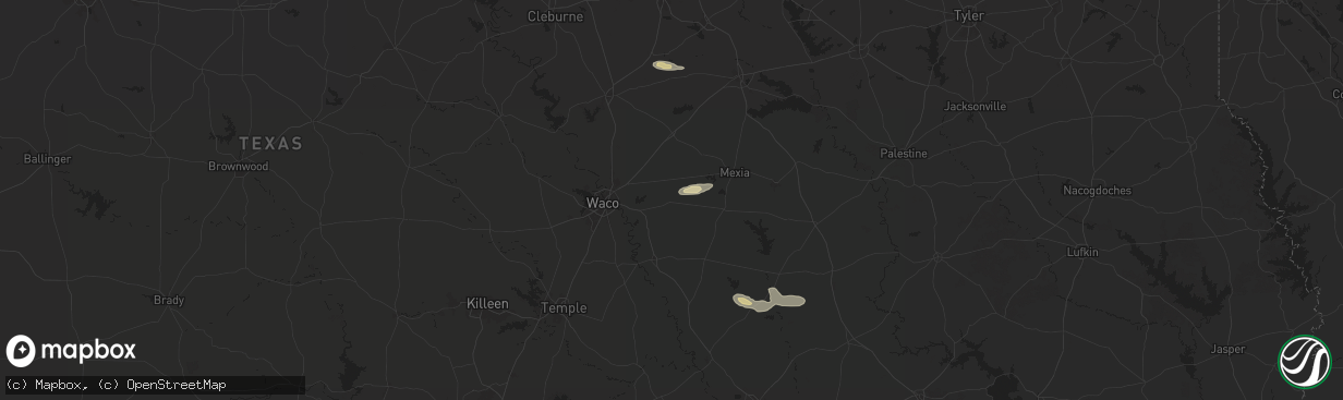 Hail map in Mart, TX on March 12, 2025