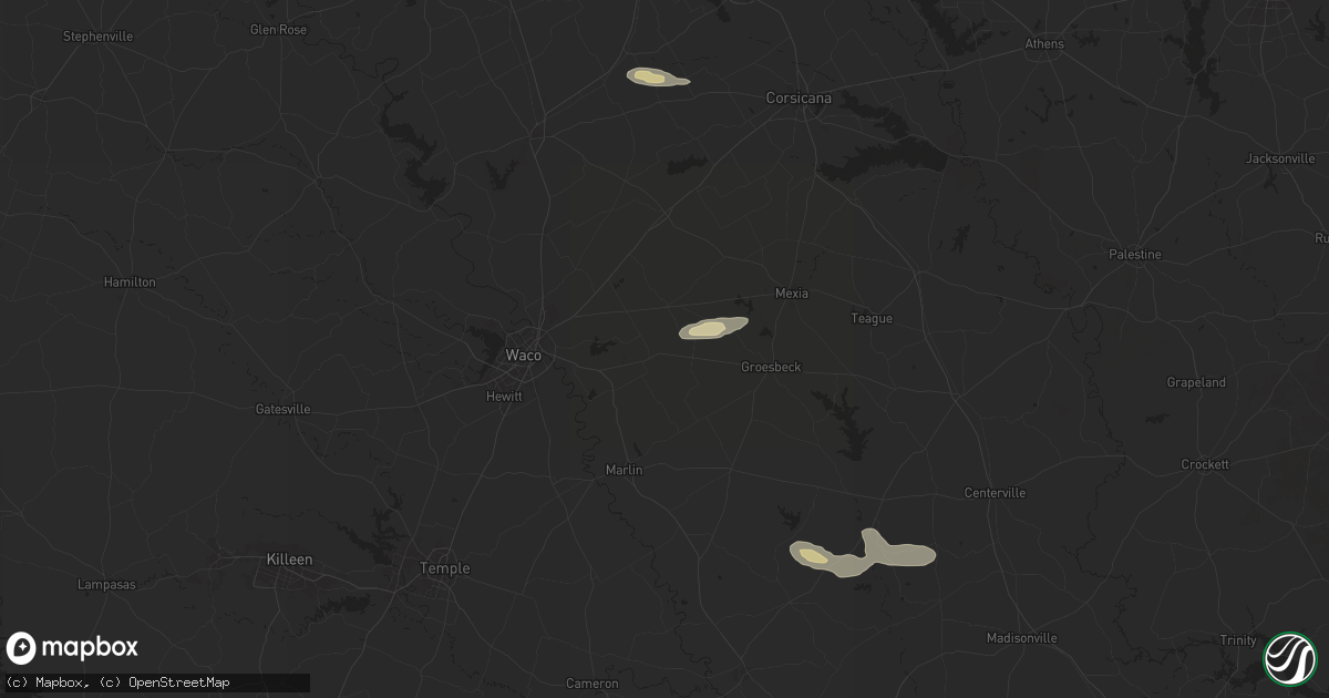 Hail map in Mart, TX on March 12, 2025