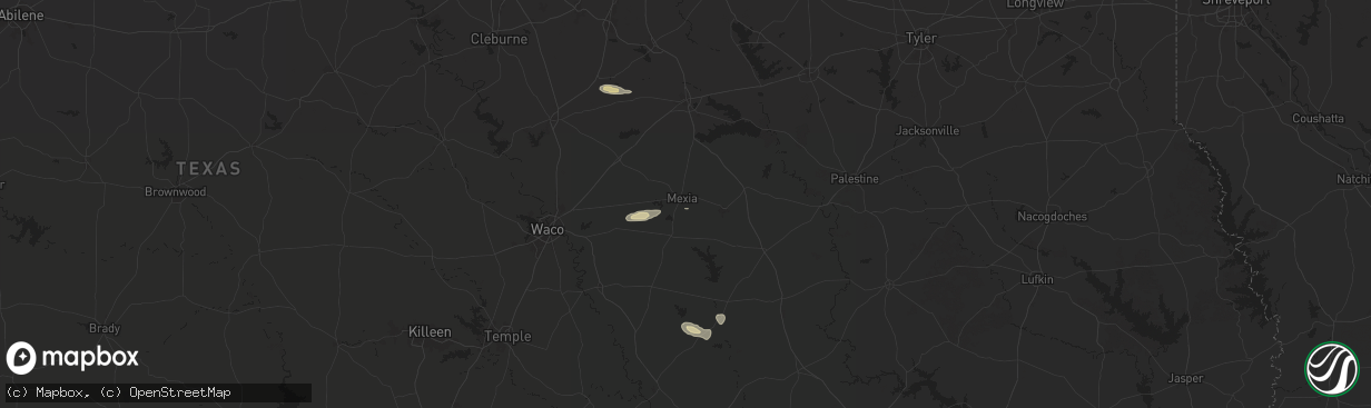 Hail map in Mexia, TX on March 12, 2025