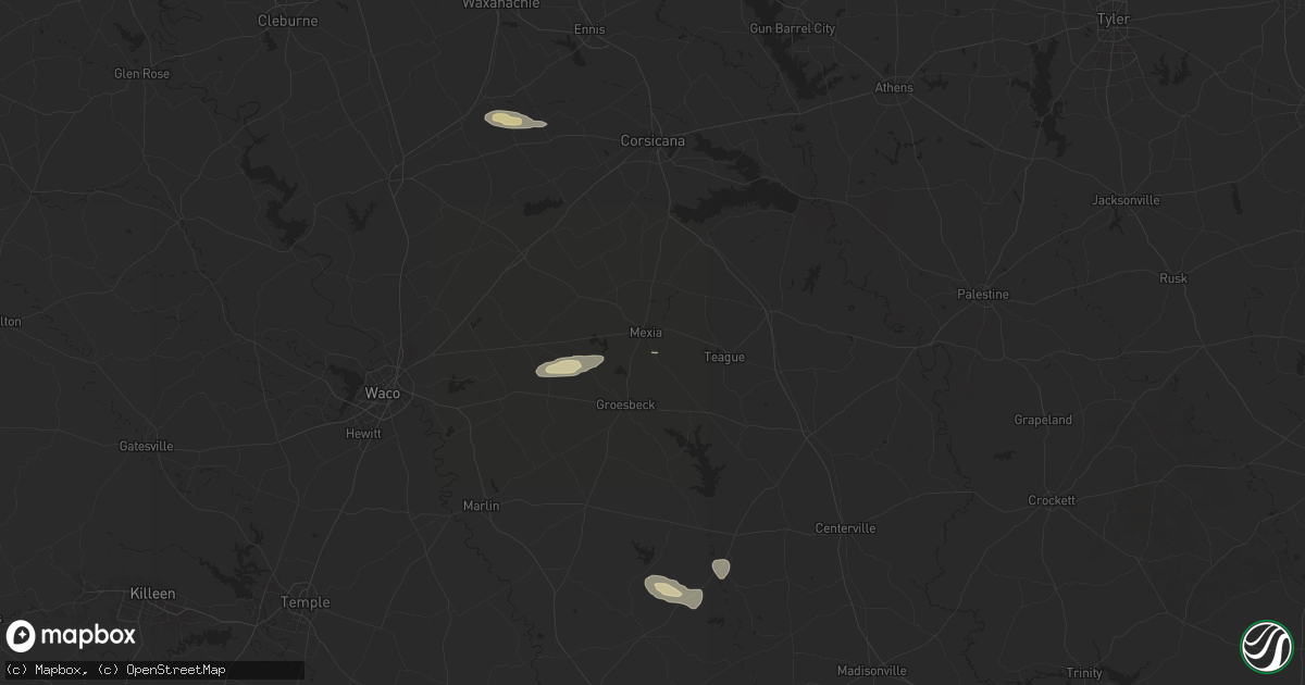 Hail map in Mexia, TX on March 12, 2025