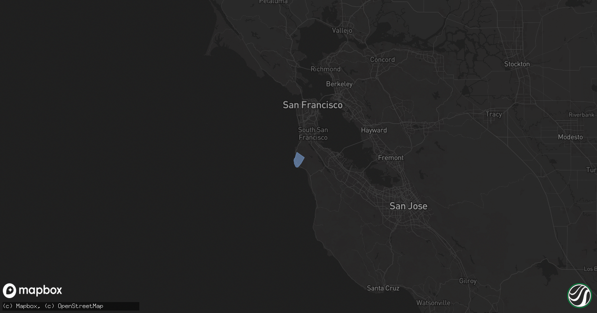 Hail map in Montara, CA on March 12, 2025