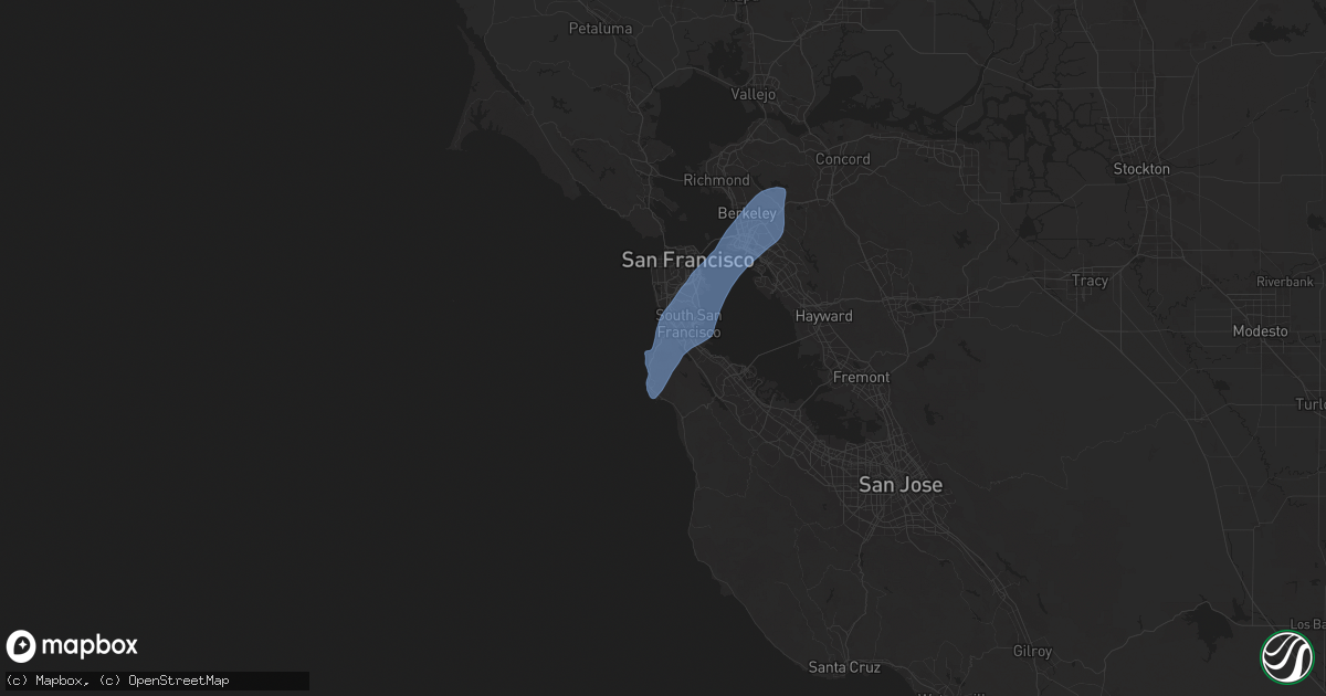 Hail map in Pacifica, CA on March 12, 2025