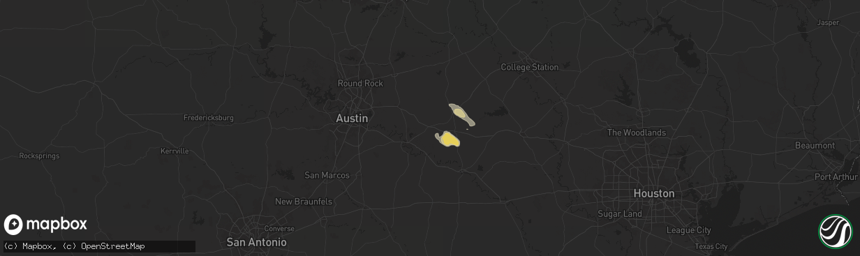 Hail map in Paige, TX on March 12, 2025