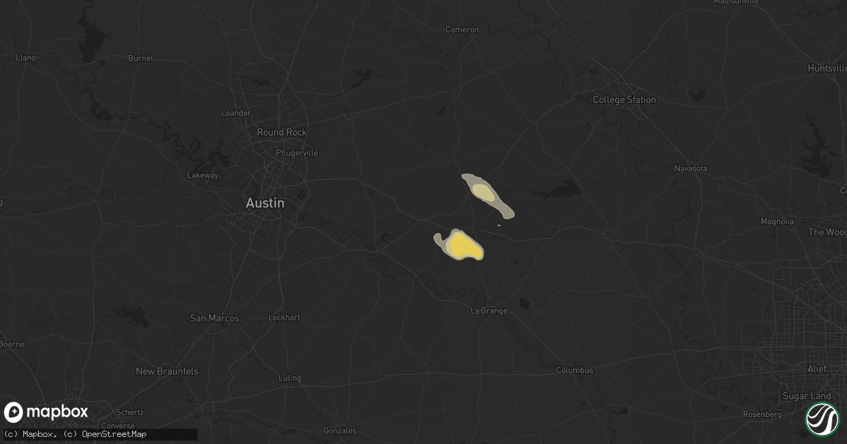 Hail map in Paige, TX on March 12, 2025