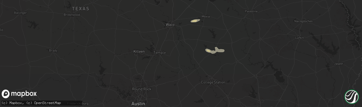 Hail map in Rosebud, TX on March 12, 2025