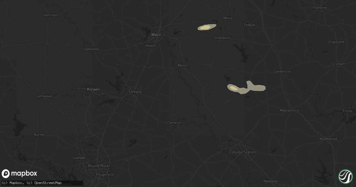 Hail map in Rosebud, TX on March 12, 2025