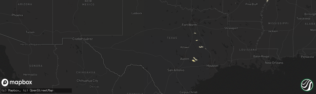 Hail map in Texas on March 12, 2025