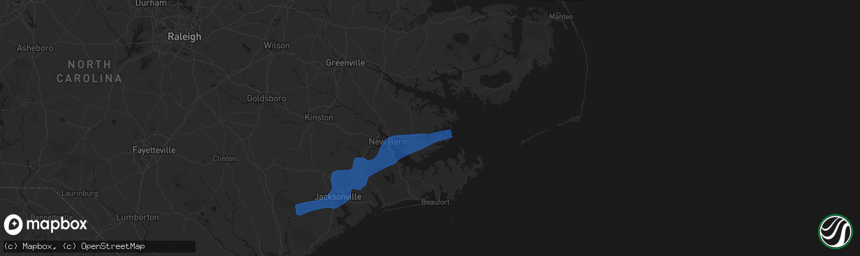 Hail map in Bayboro, NC on March 12, 2026