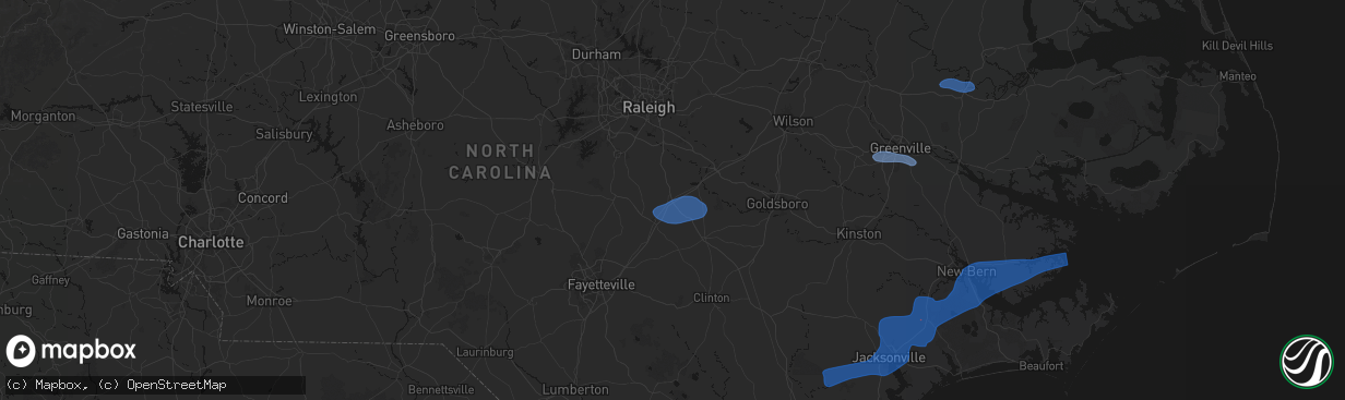 Hail map in Benson, NC on March 12, 2026