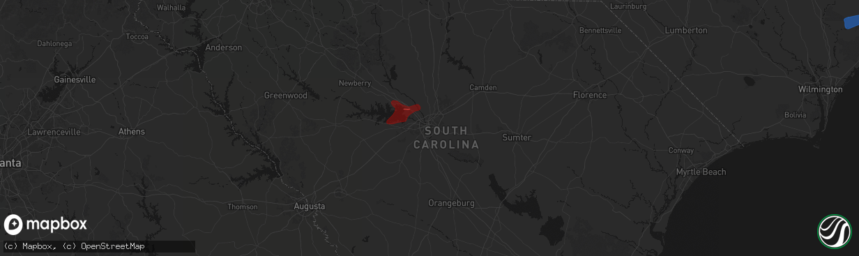 Hail map in Columbia, SC on March 12, 2026