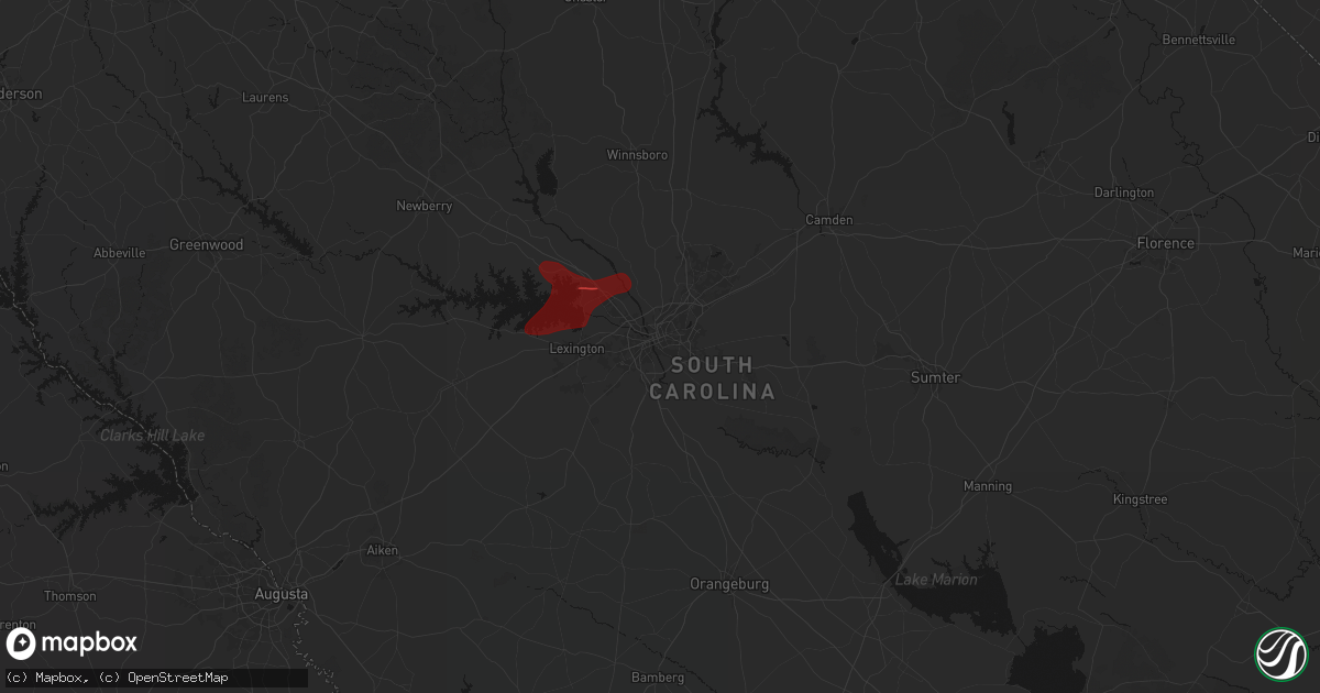 Hail map in Columbia, SC on March 12, 2026