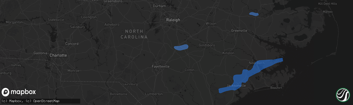 Hail map in Dunn, NC on March 12, 2026