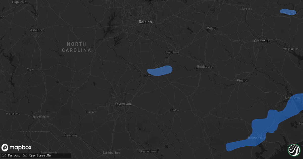 Hail map in Dunn, NC on March 12, 2026