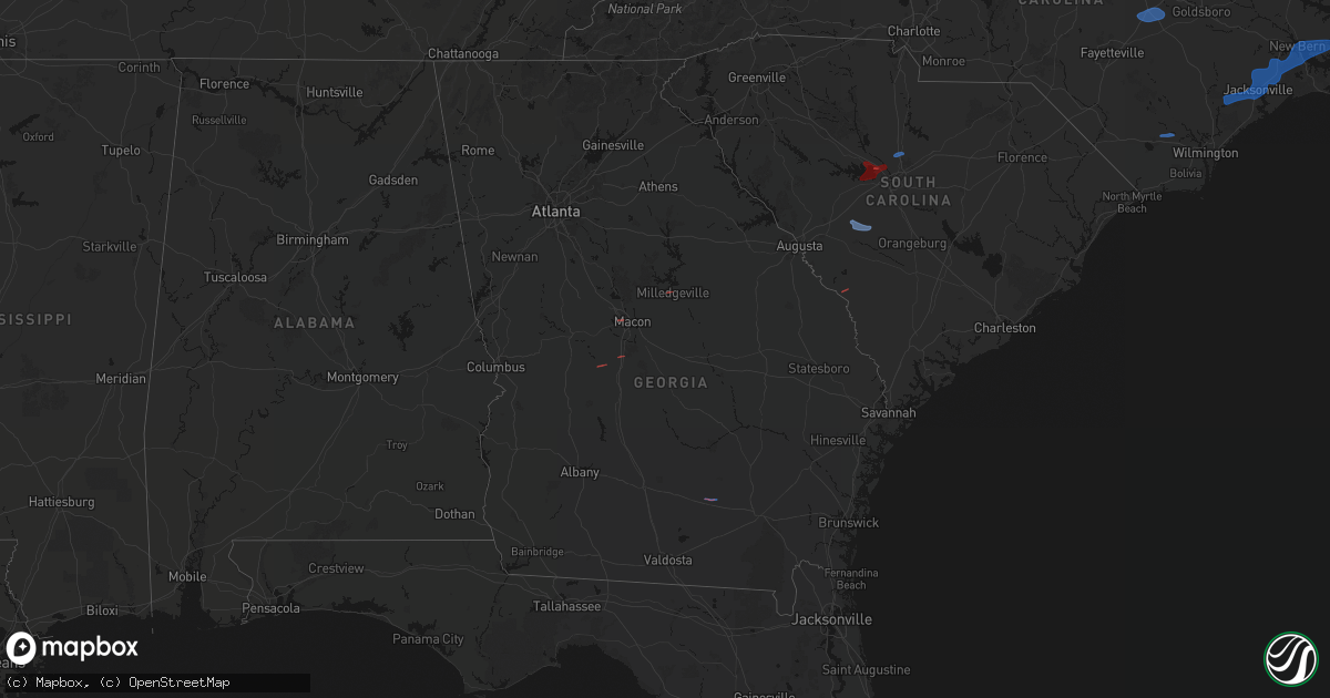Hail map in Georgia on March 12, 2026