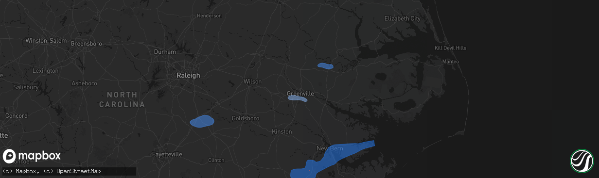 Hail map in Greenville, NC on March 12, 2026