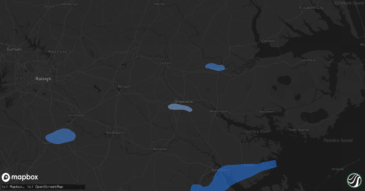 Hail map in Greenville, NC on March 12, 2026
