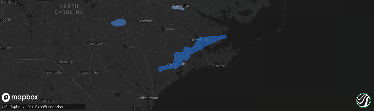 Hail map in Maysville, NC on March 12, 2026