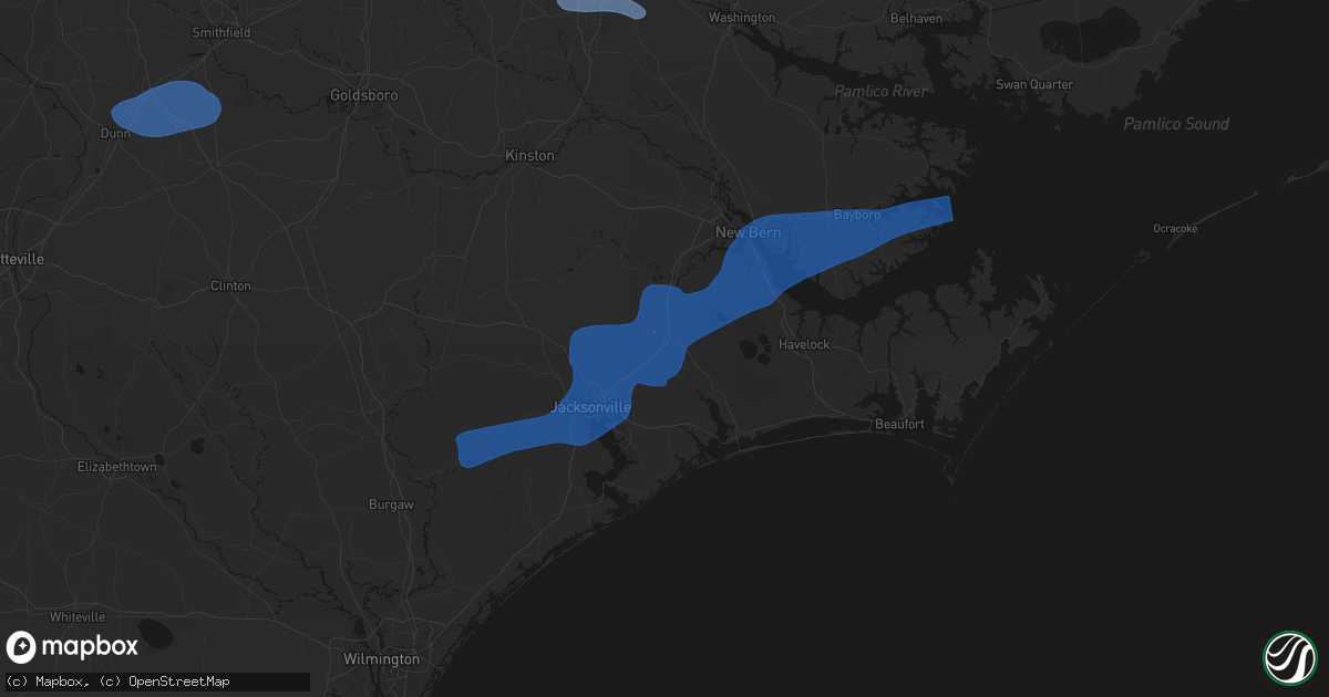 Hail map in Maysville, NC on March 12, 2026