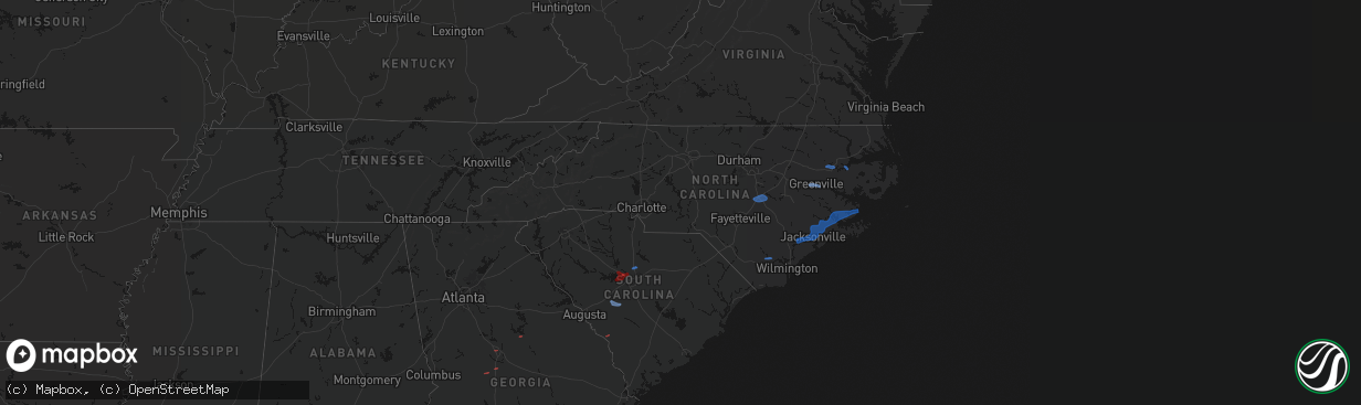 Hail map in North Carolina on March 12, 2026