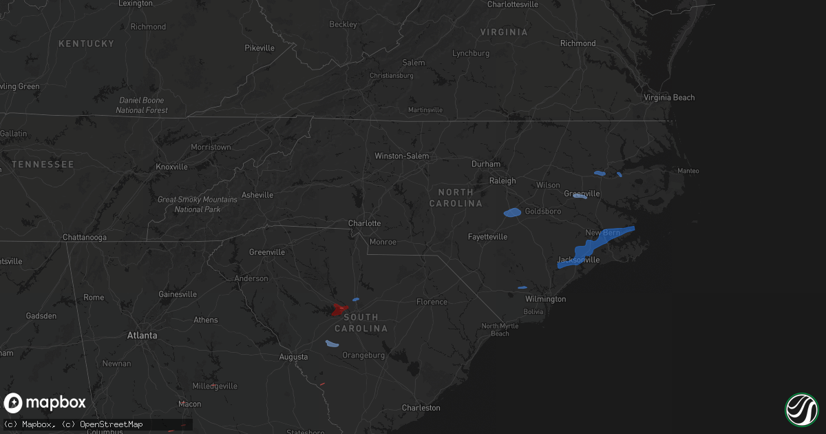 Hail map in North Carolina on March 12, 2026