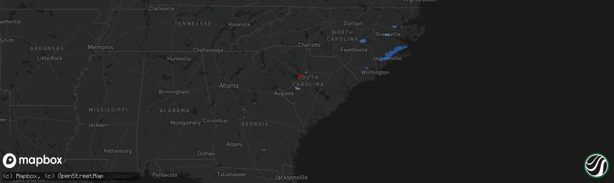 Hail map in South Carolina on March 12, 2026