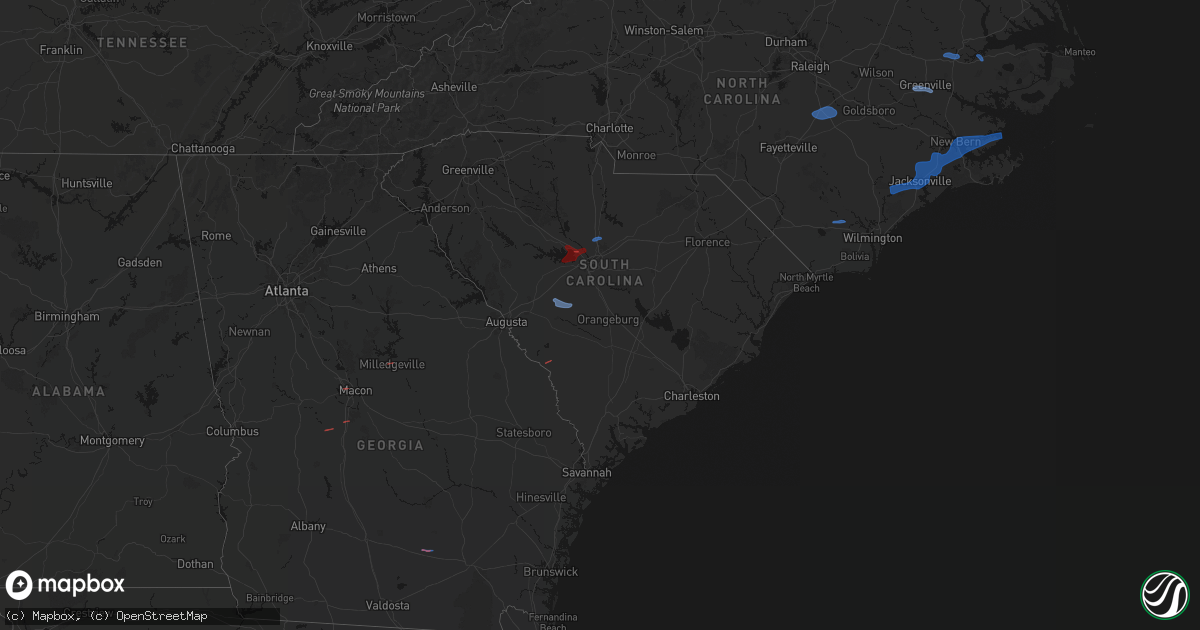 Hail map in South Carolina on March 12, 2026