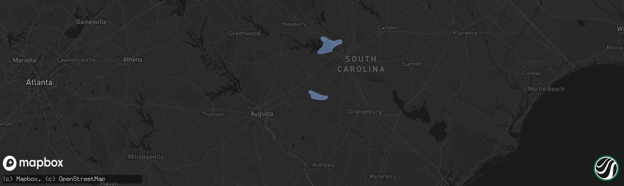 Hail map in Wagener, SC on March 12, 2026