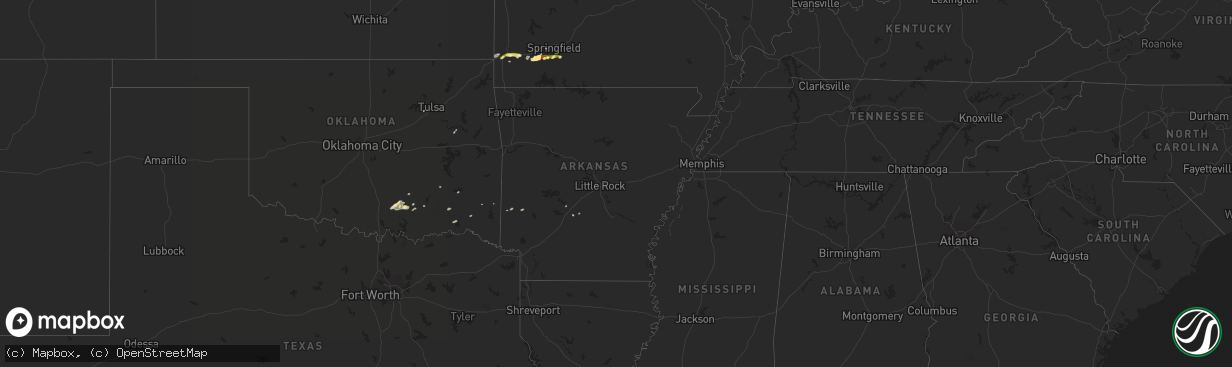 Hail map in Arkansas on March 13, 2011