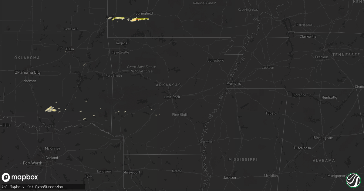 Hail map in Arkansas on March 13, 2011