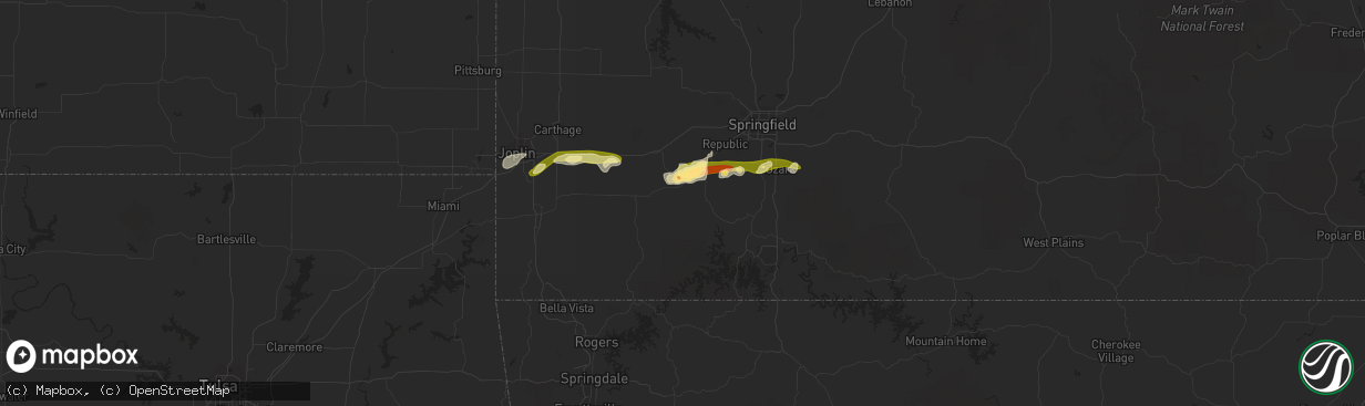 Hail map in Aurora, MO on March 13, 2011