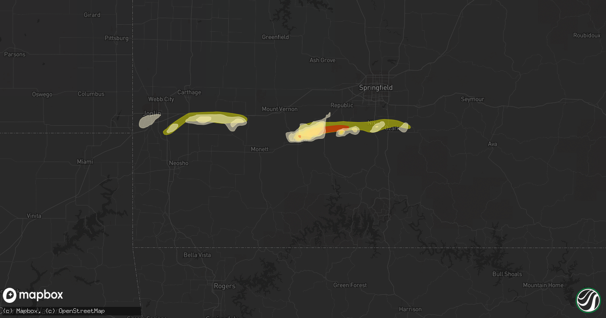 Hail map in Aurora, MO on March 13, 2011