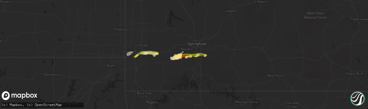 Hail map in Billings, MO on March 13, 2011