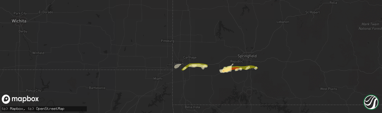 Hail map in Carthage, MO on March 13, 2011